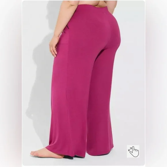 Torrid Super Soft Fuschia Full Length Wide Leg Sleep Pants Size 1X - Picture 4 of 9